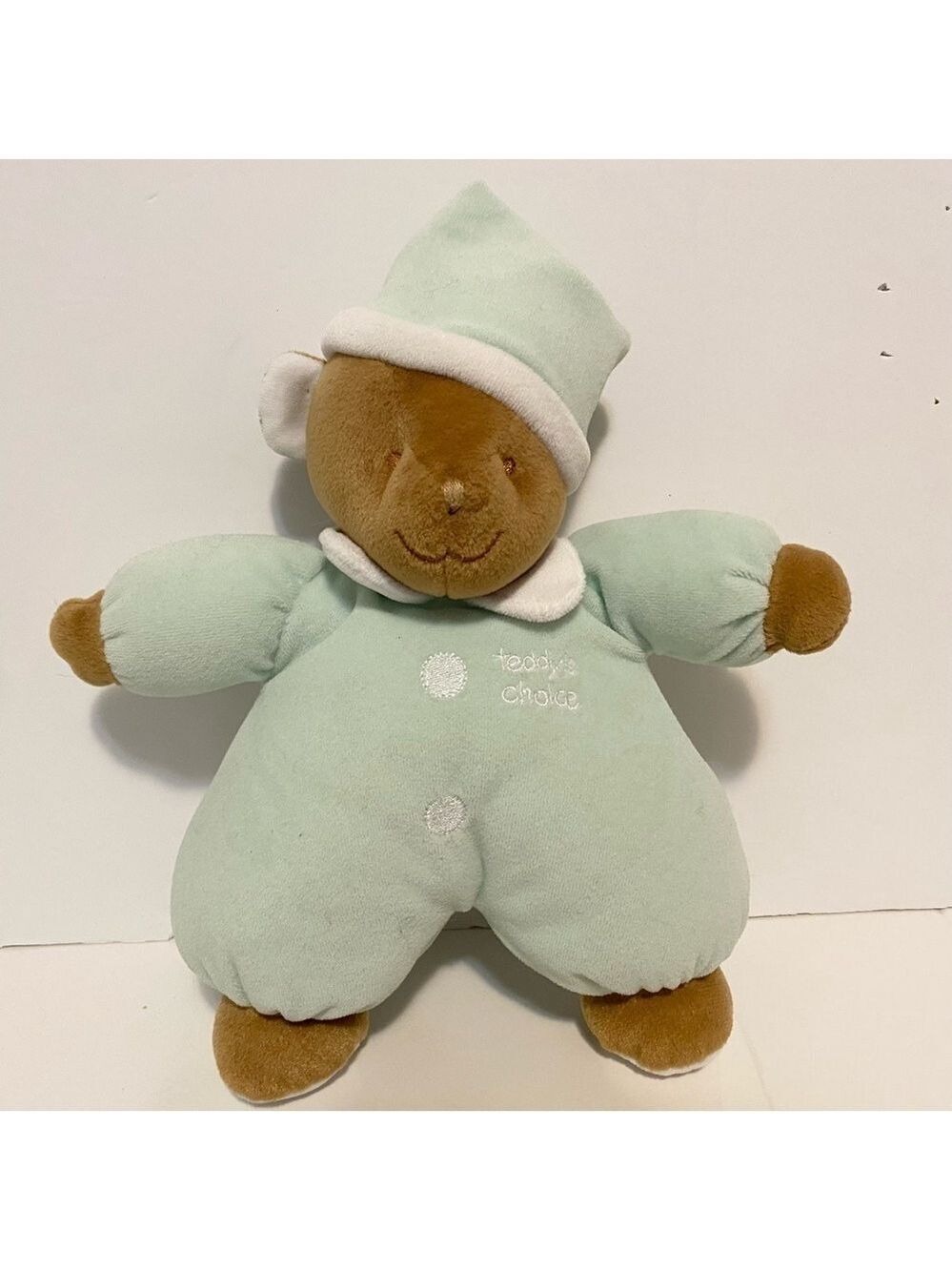 Teddy’s Choice Rattle Bear Plush Pyjamas Sleeping Hat Stuffed Animal Green Y2K
